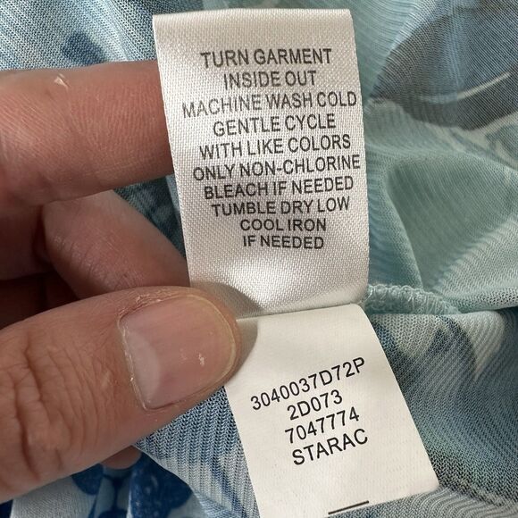 One World Floral Watercolor Top Sz XL Flutter Sleeve Shark Bite Lace Boho Fairy - Picture 7 of 11